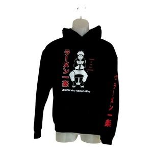 Naruto Shippuden Pullover Men’s Hoodie Black with Anime Graphics Size M